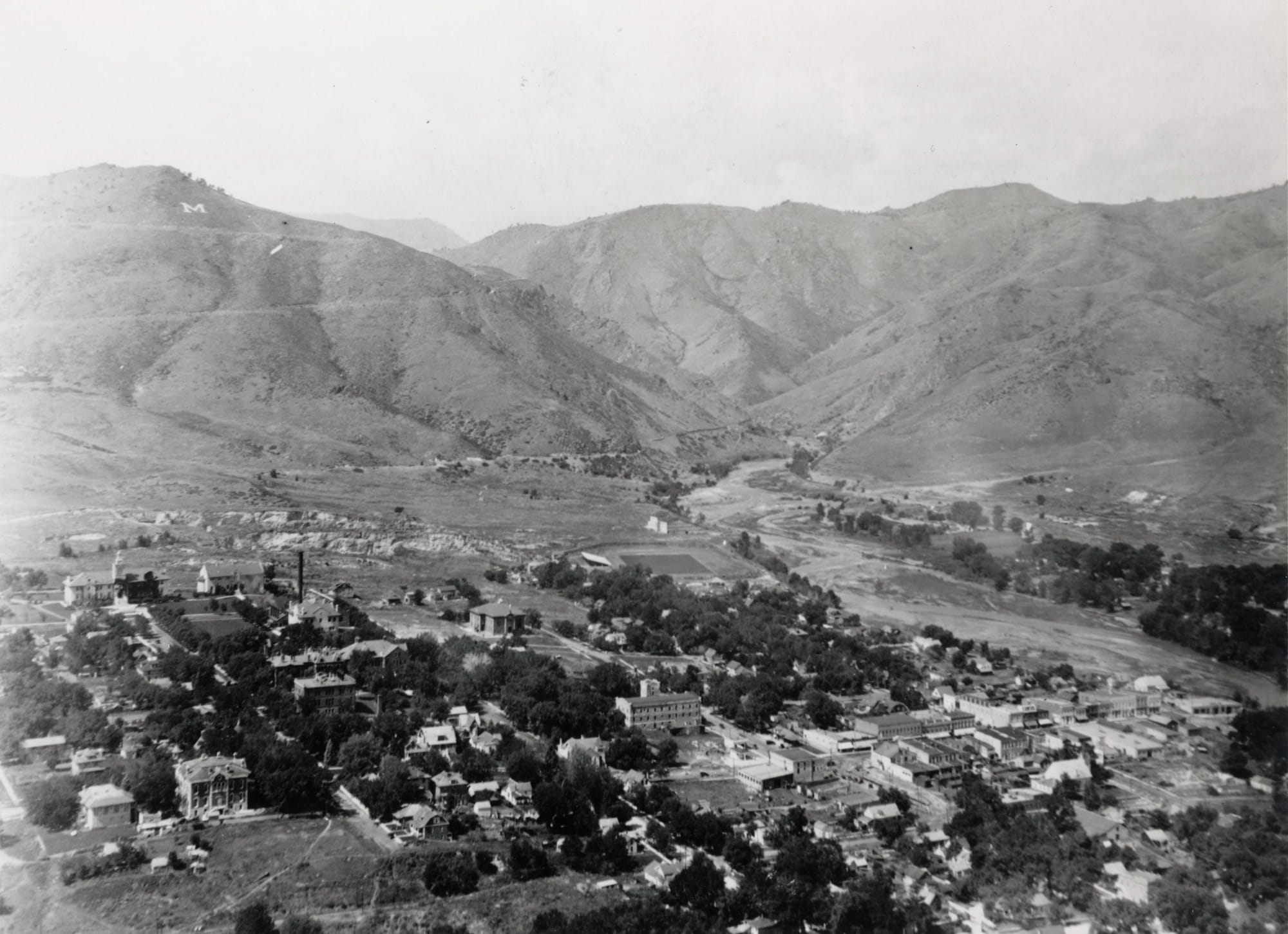 Later view of Golden from South Table Mountain, early 1930s, with many large trees