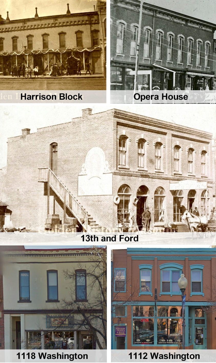 1 historic photos of buildings in Golden and two modern photos