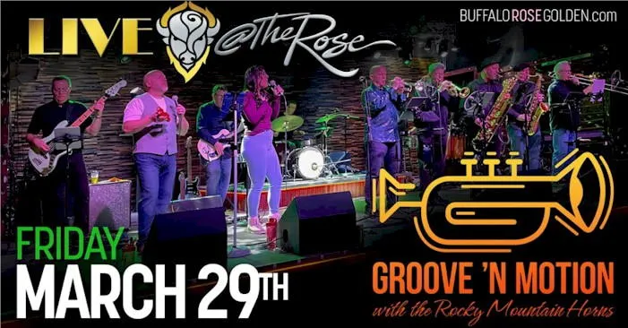show poster for "Groove 'n Moion" at the Buffalo Rose, March 29th