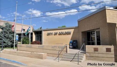 Photo of Golden's City Hall.  "Photo by Google" in lower-right corner.