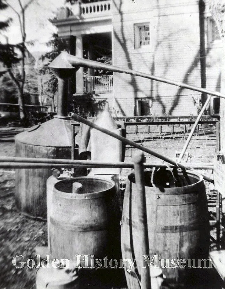 A collection of confiscated stills, next to the County jail – Golden History Museum Collection