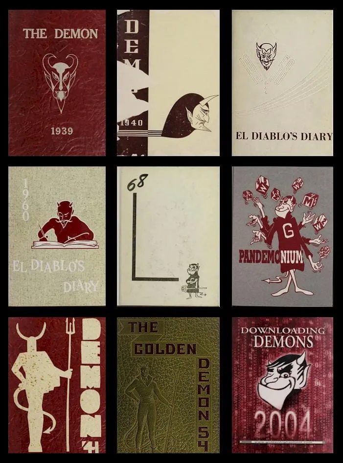 Nine year book covers featuring demons