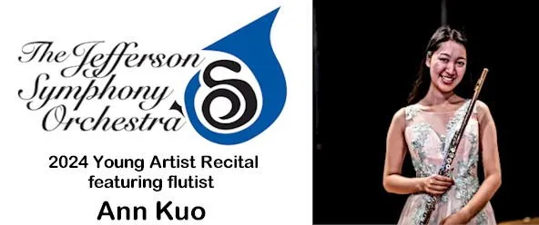 Jefferson Symphony logo with photo of young lady holding flute