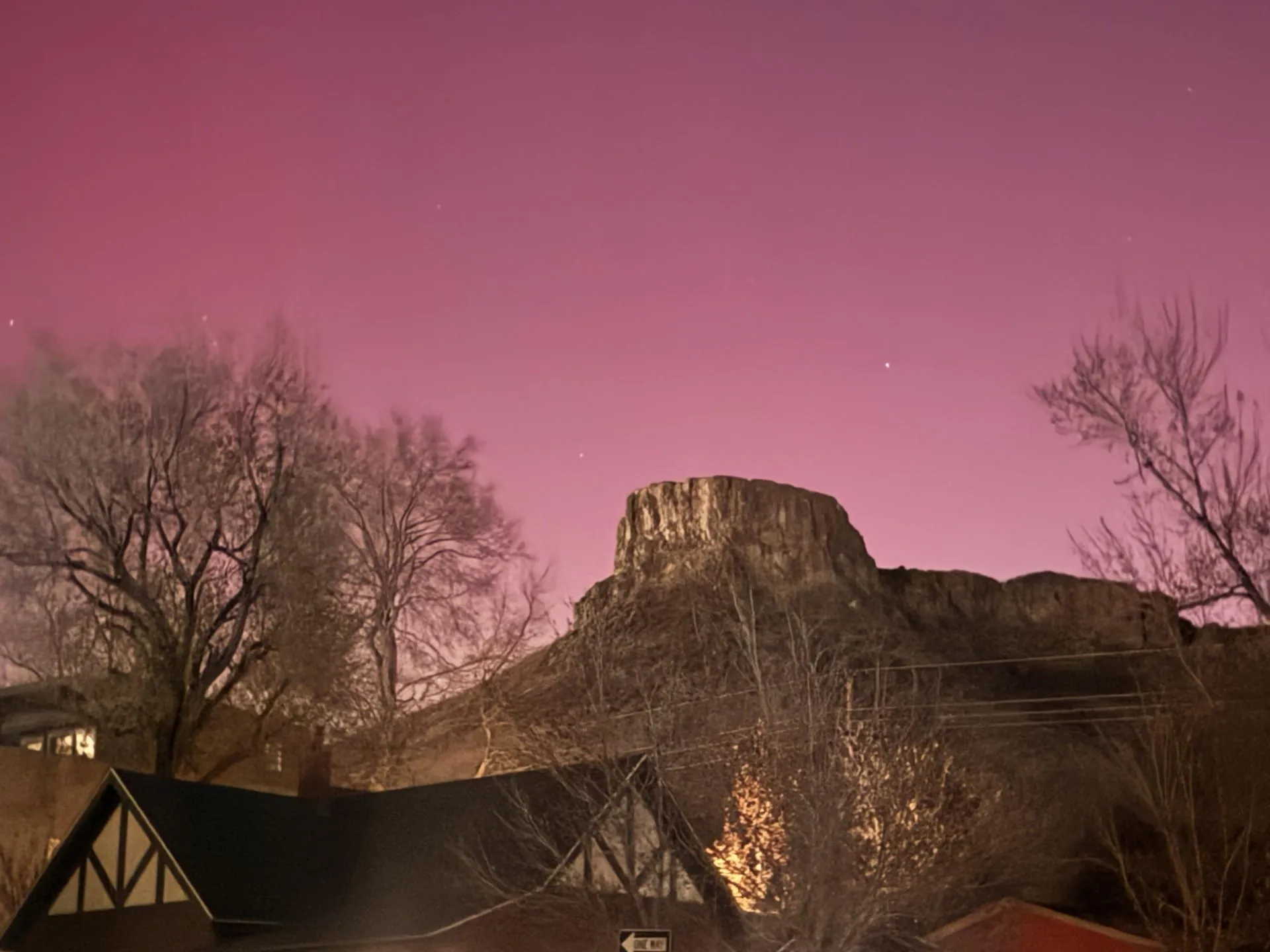 Castle Rock and Aurora Borealis