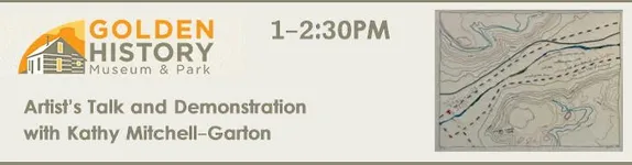 artwork featuring hand stitched piece fashioned like a topographical map - Golden History Museum