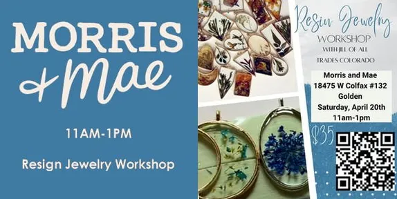 photos of dried flowers in resin mounted in jewelry