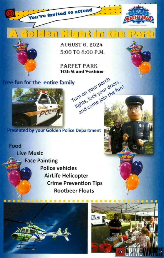 5-9PM National Night Out with Golden Police @ Parfet Park