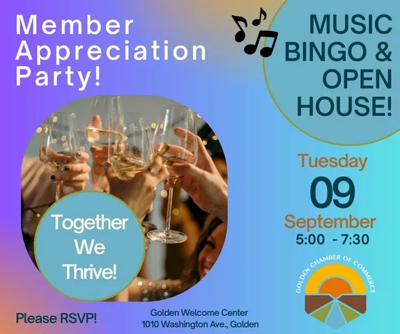 5-7:30PM Golden Chamber Member Appreciation Party @ Golden Welcome Center