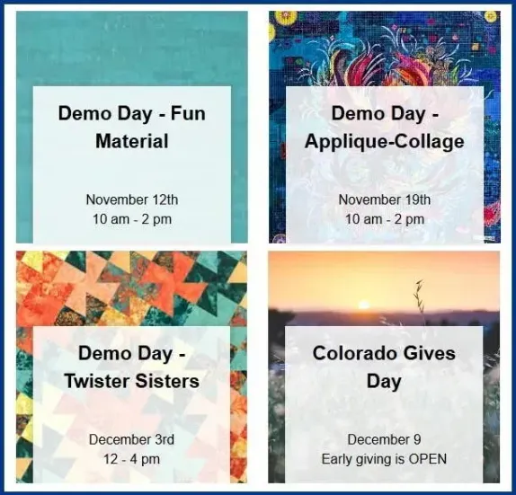 12-4PM Demo Days @ Rocky Mountain Quilt Museum